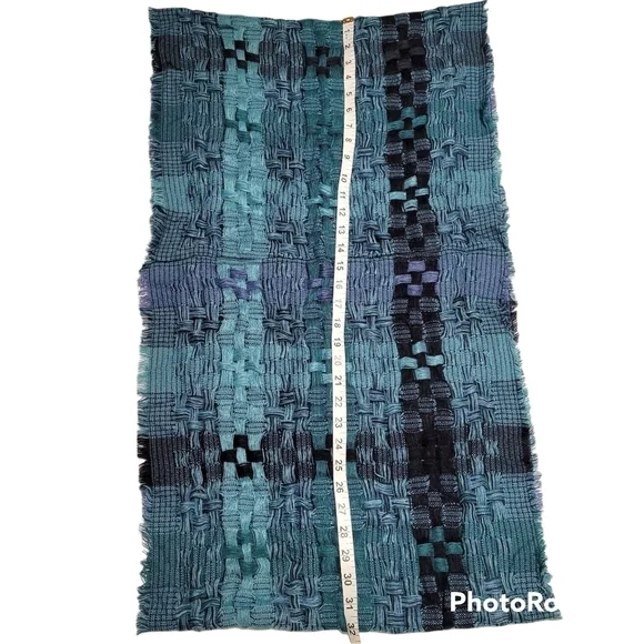 Eternity Lattice Blue Green Weave Infinity Scarf - Picture 3 of 7